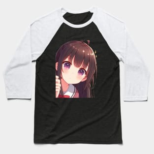 Peeking - Anime Girl Baseball T-Shirt